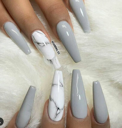 Grey And White Nails