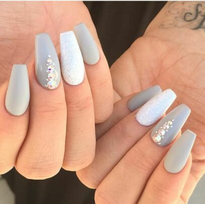 Grey And White Nails