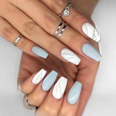 Grey And White Nails