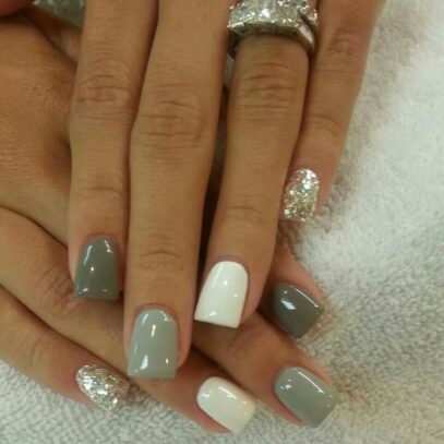 Grey And White Nails