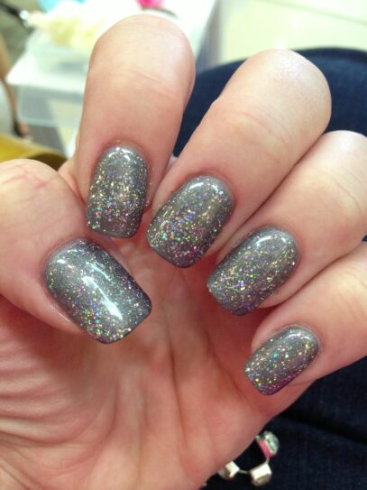 Grey Glitter Nails