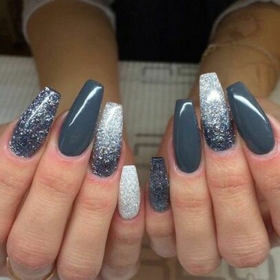 Grey Prom Nails