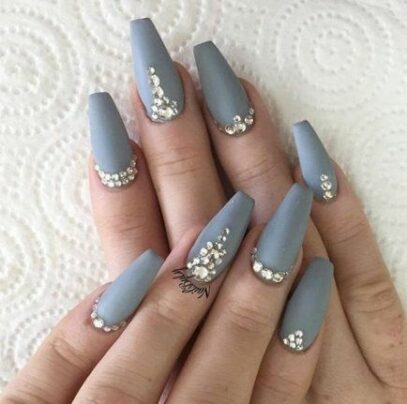 Grey Prom Nails