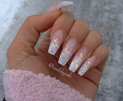 Half Glitter Nails