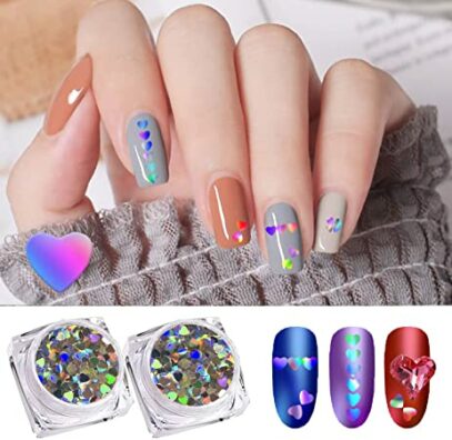 Heart Glitter Nails
