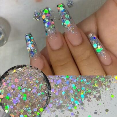 Holographic Glitter Nails