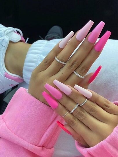 Hot Pink And White Nails