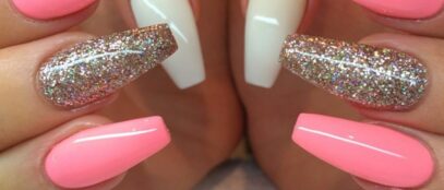 Hot Pink And White Nails