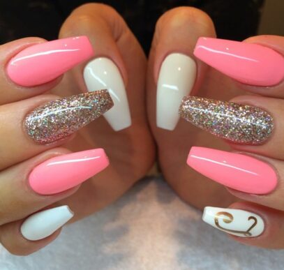 Hot Pink And White Nails