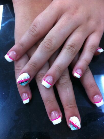 Hot Pink And White Nails