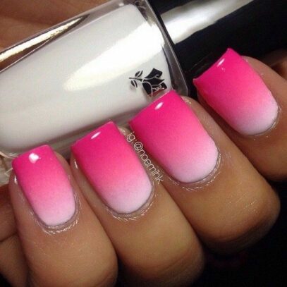 Hot Pink And White Nails