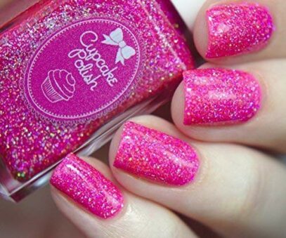 Hot Pink Glitter Nails