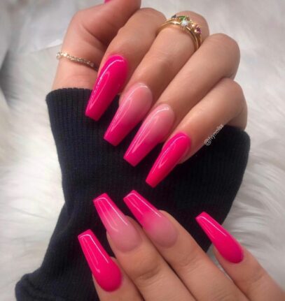 Hot Pink Ombre Nails