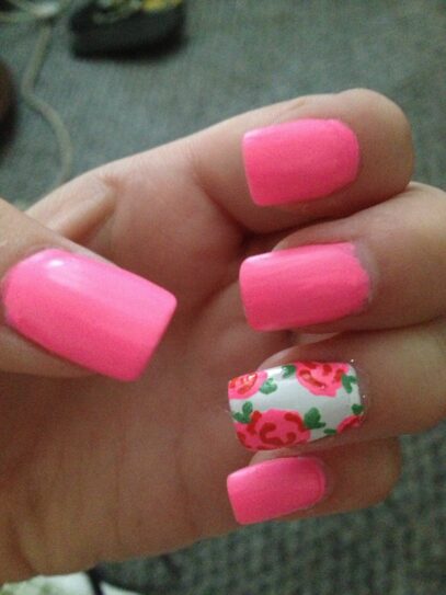 Hot Pink Prom Nails