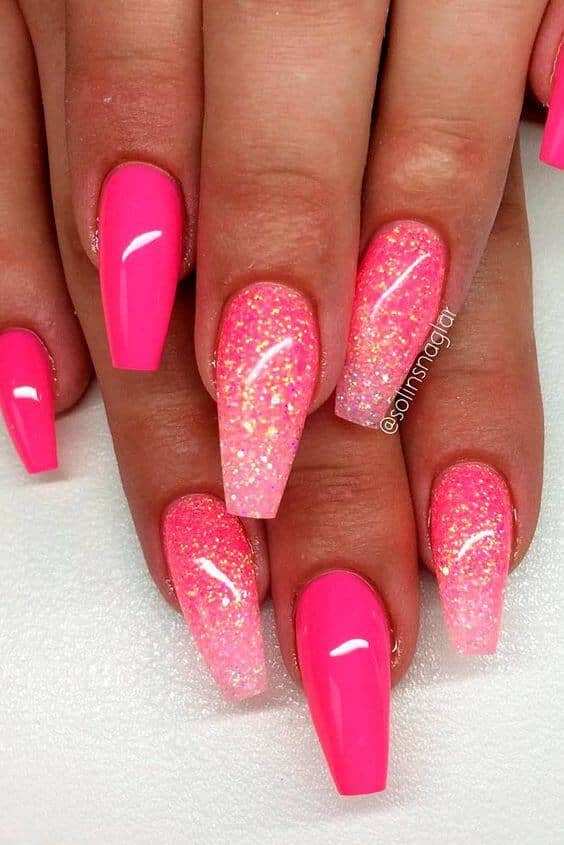 Hot Pink Prom Nails
