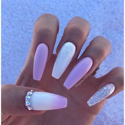 Lavender And White Nails