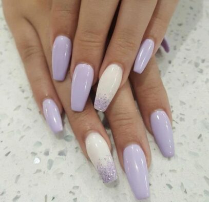 Lavender And White Nails