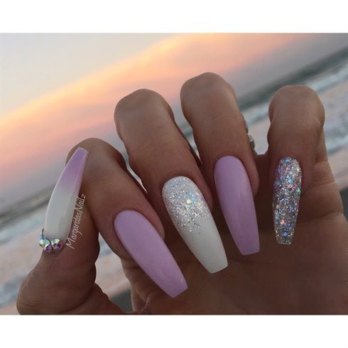 Lavender And White Nails