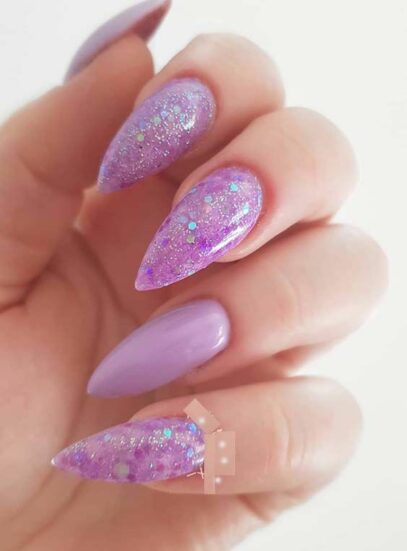 Lavender Glitter Nails