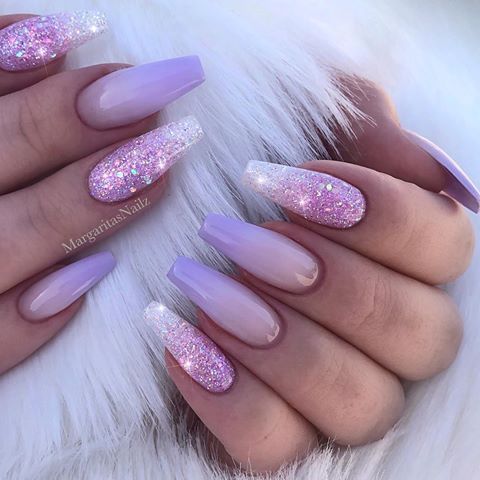Lavender Glitter Nails