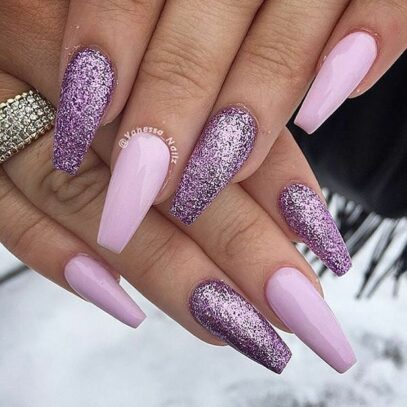 Lavender Glitter Nails