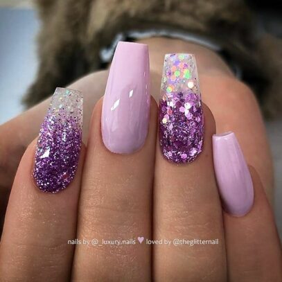 Lavender Glitter Nails