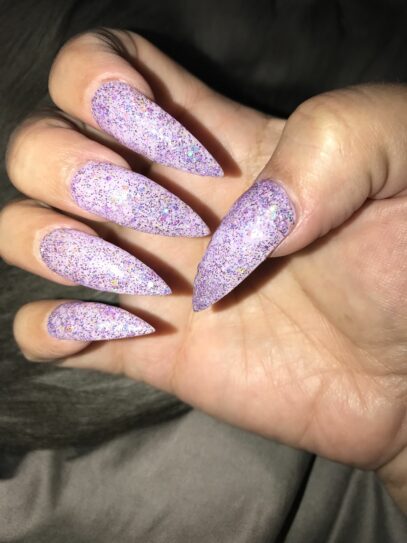 Lavender Glitter Nails