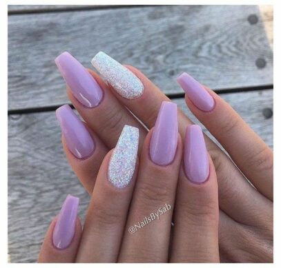 Lavender Glitter Nails