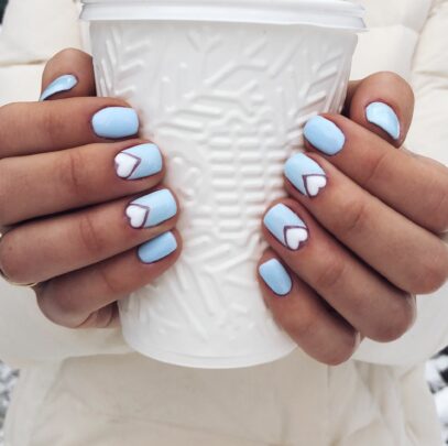 Light Blue And White Nails