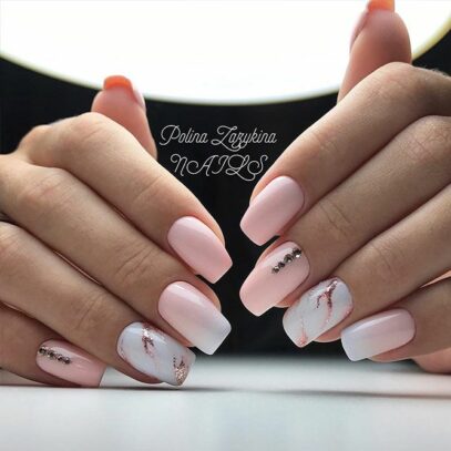Light Pink And White Nails