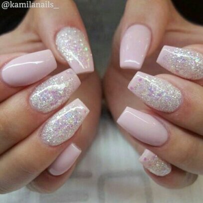 Light Pink Glitter Nails