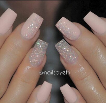 Light Pink Glitter Nails