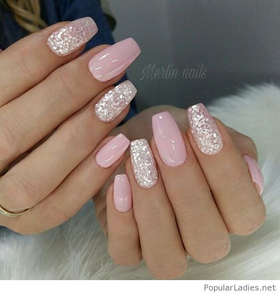 Light Pink Glitter Nails