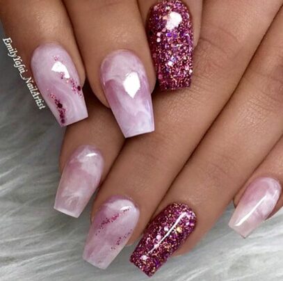 Marble Glitter Nails