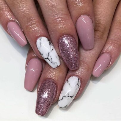 Marble Glitter Nails