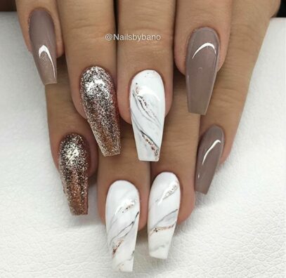 Marble Glitter Nails