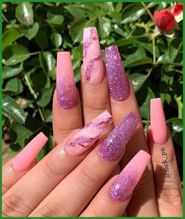 Marble Glitter Nails