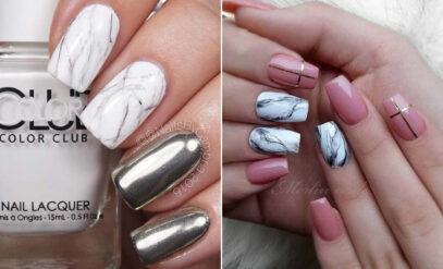 Marble Glitter Nails