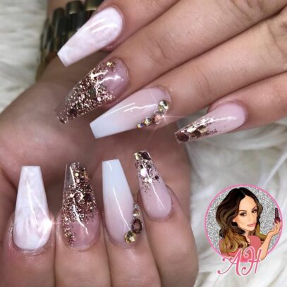 Marble Glitter Nails