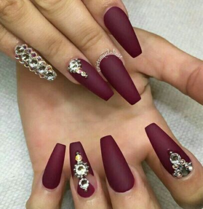 Maroon Prom Nails