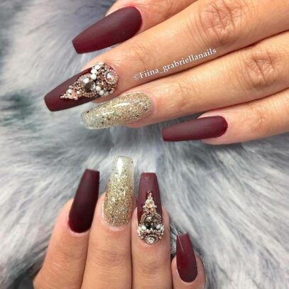 Maroon Prom Nails