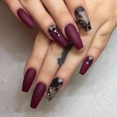 Maroon Prom Nails