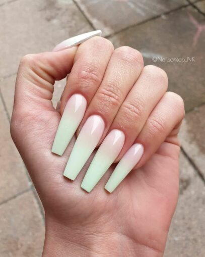Mint Green Ombre Nails