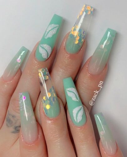 Mint Green Ombre Nails