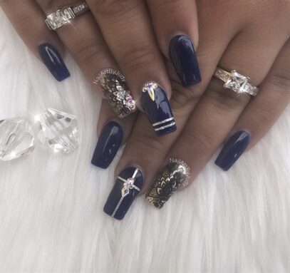 Navy Prom Nails