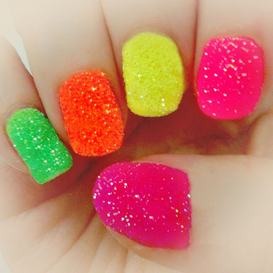 Neon Glitter Nails