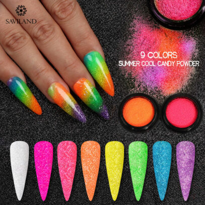 Neon Glitter Nails