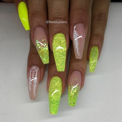 Neon Glitter Nails