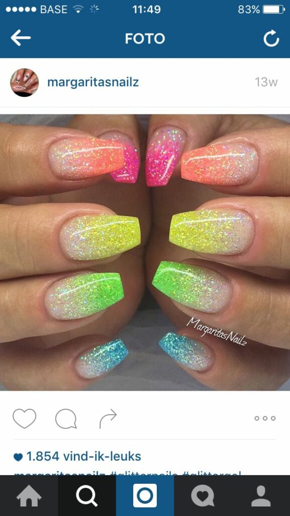 Neon Glitter Nails