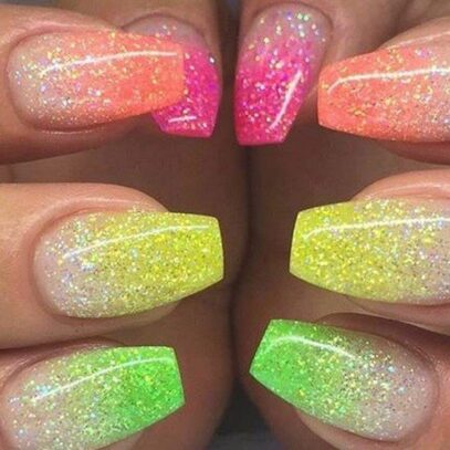 Neon Glitter Nails